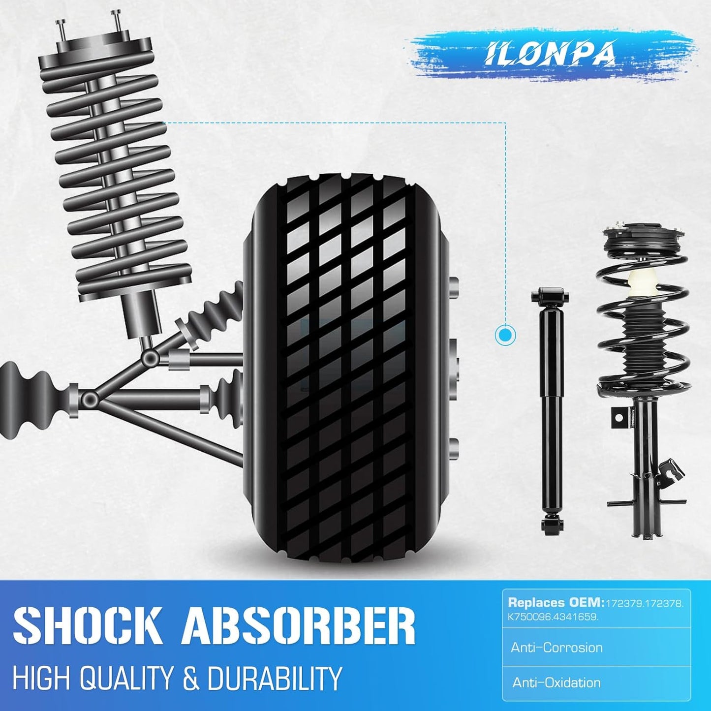 6PCS Front & Rear Struts Shocks w/Coil Spring & Sway Bar Links for Nissan Sentra ONLY 2.5L (Base, S, SL, SR) 2007-2012, Strut Shock Absorber Assembly Suspensions Replace 172378 172379 K750096 4341659
