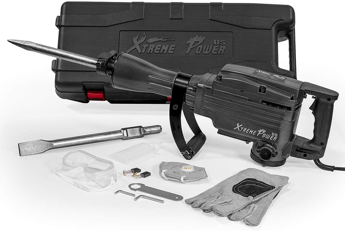 XtremepowerUS 2200W Electric Demolition Jack Hammer Concrete Breaker Punch Drill Chisel & Shovel Digging Bits w/Case