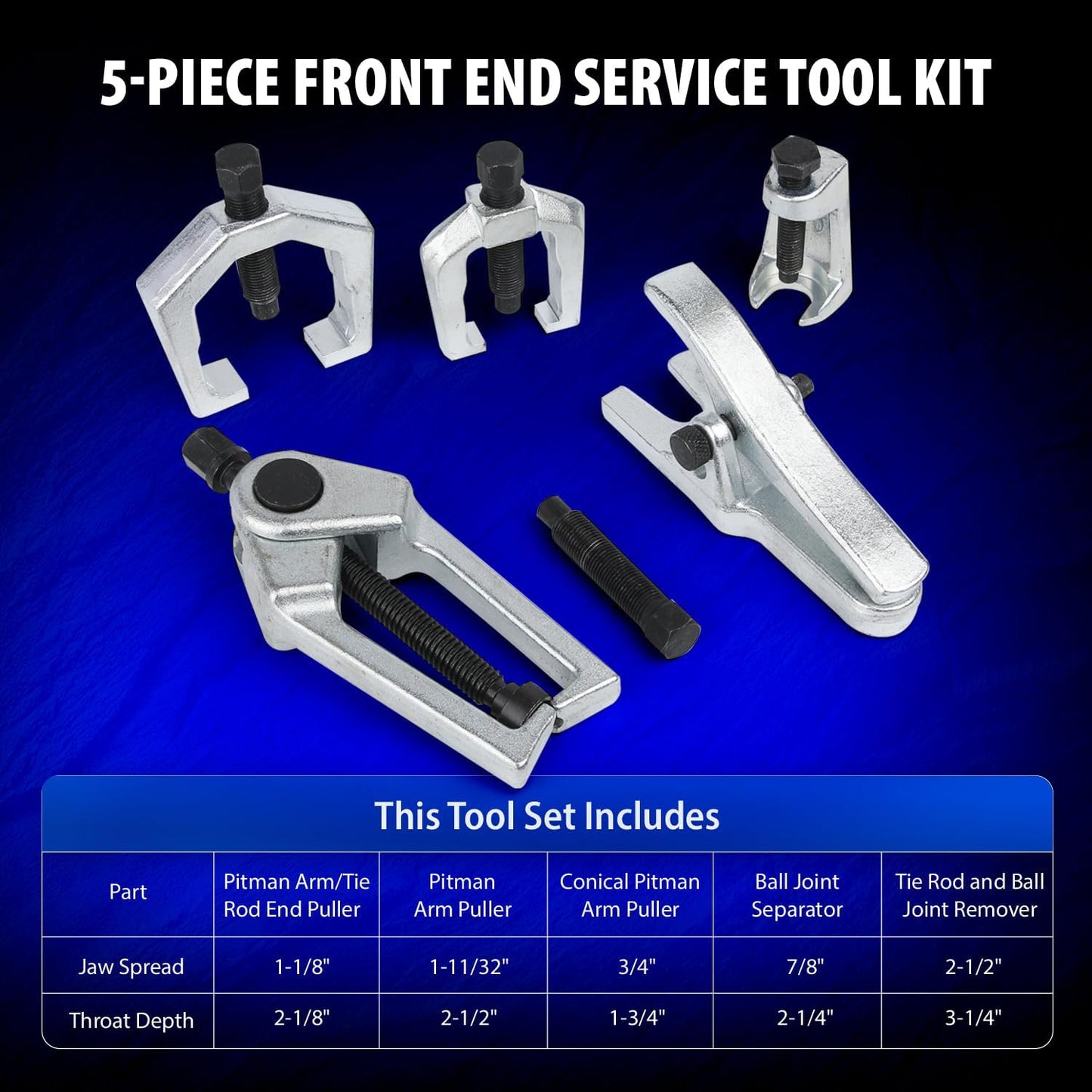 5pc Ball Joint Separator, Splitter Removal Kit, Ball Joint Removal Tool Set Pitman Arm Puller, Tie Rod End Tool Set for Front End Service(red)