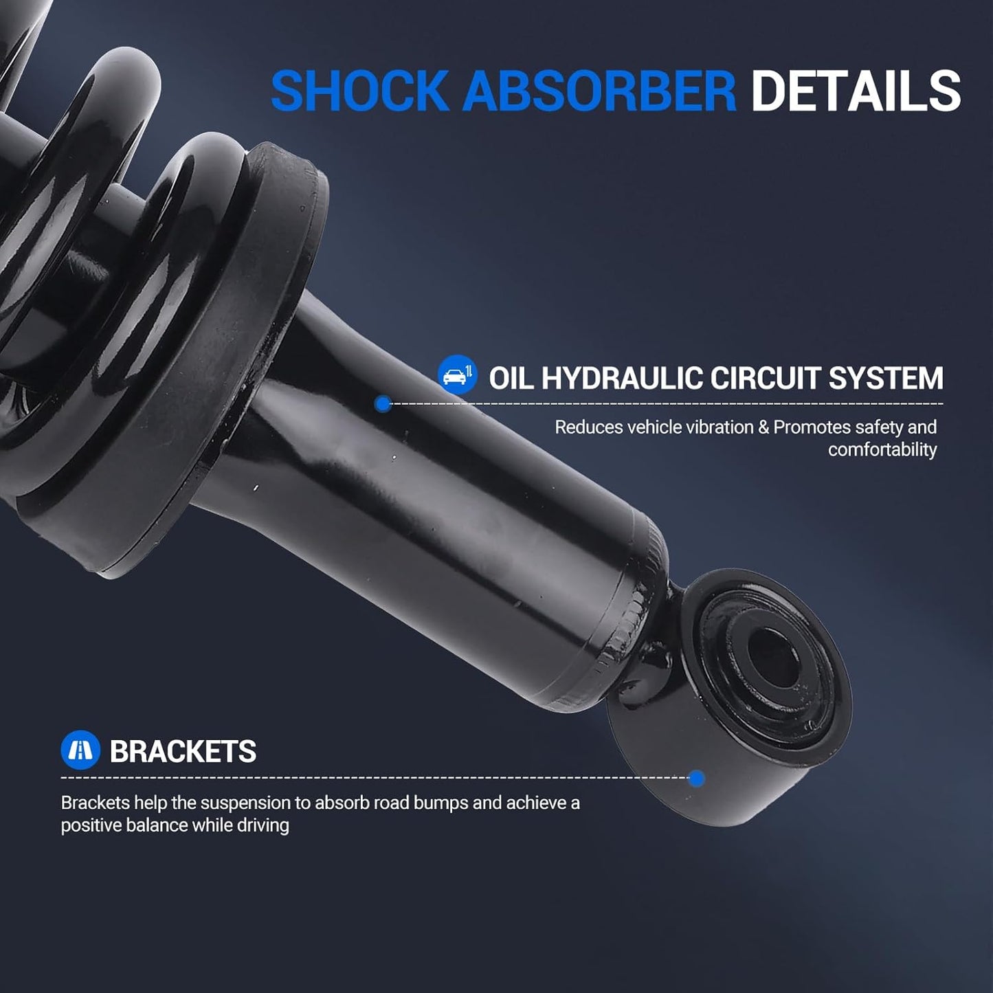 Autoround Front & Rear Complete Strut Shock Absorber Compatible with Toyota Sequoia 2001 2002 2003 2004 2005 2006 2007 171348L 171348R 37240 Struts with Coil Spring Assembly
