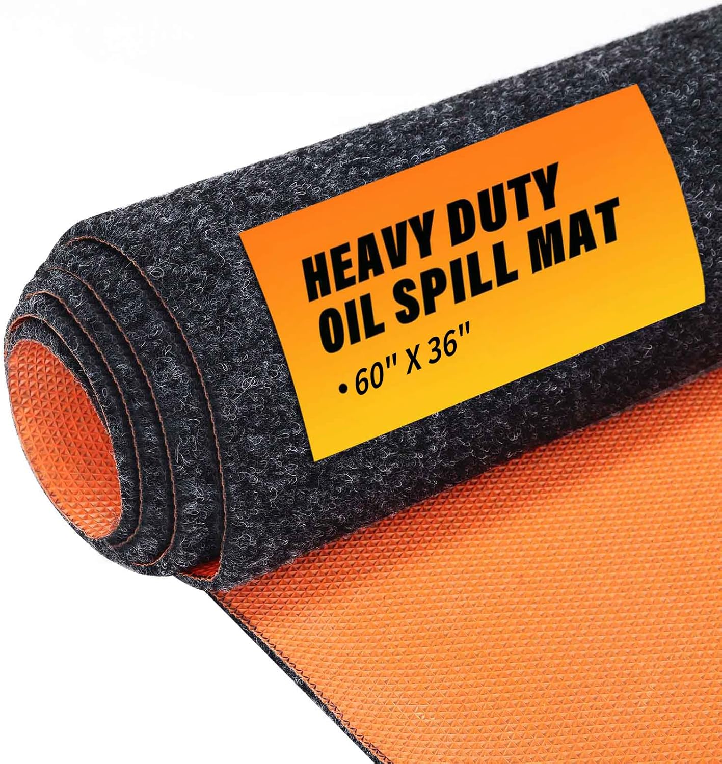 60" x 72" Heavy Duty Oil Spill Mat, Garage Floor Mat for Under Car, 1/4 Inch Thicked Waterproof Rubber Backing Mat Protect Floor, Reusable Oil Drip Leak Absorbent Pads