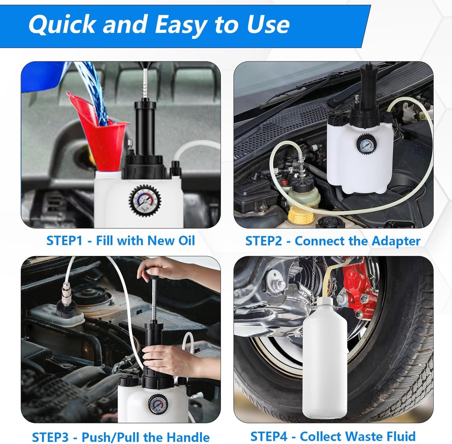 3L Brake Bleeder Kit One Man Brake Bleeder Vacuum Pump Kit Pressure Brake Fluid Bleeding Kit with 1L Brake Bleed Bottle and 4 Master Cylinder Adapters