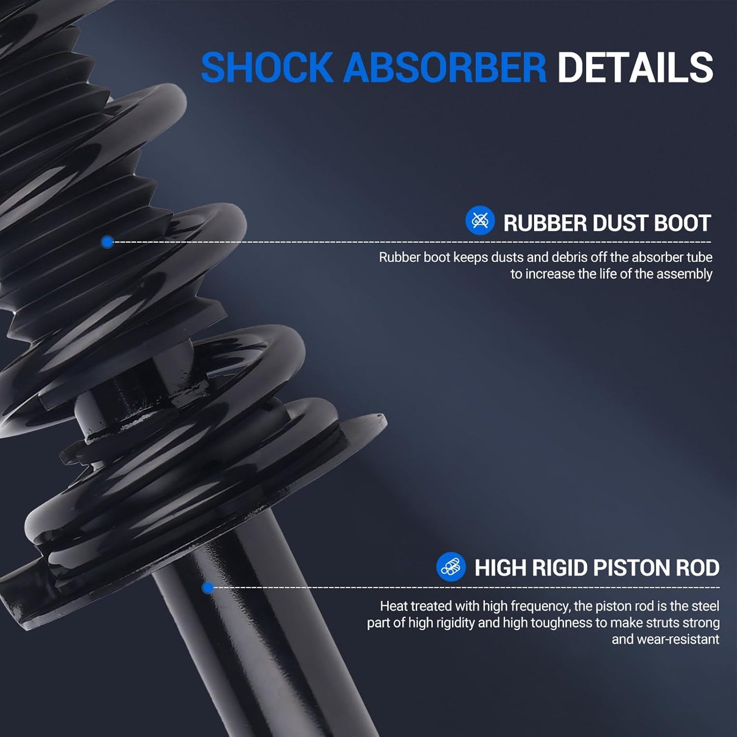 Autoround Rear Complete Shock Absorber Compatible with Honda Accord 2008 2009 2010 2011 2012 172563 Pair Struts with Coil Spring Assembly