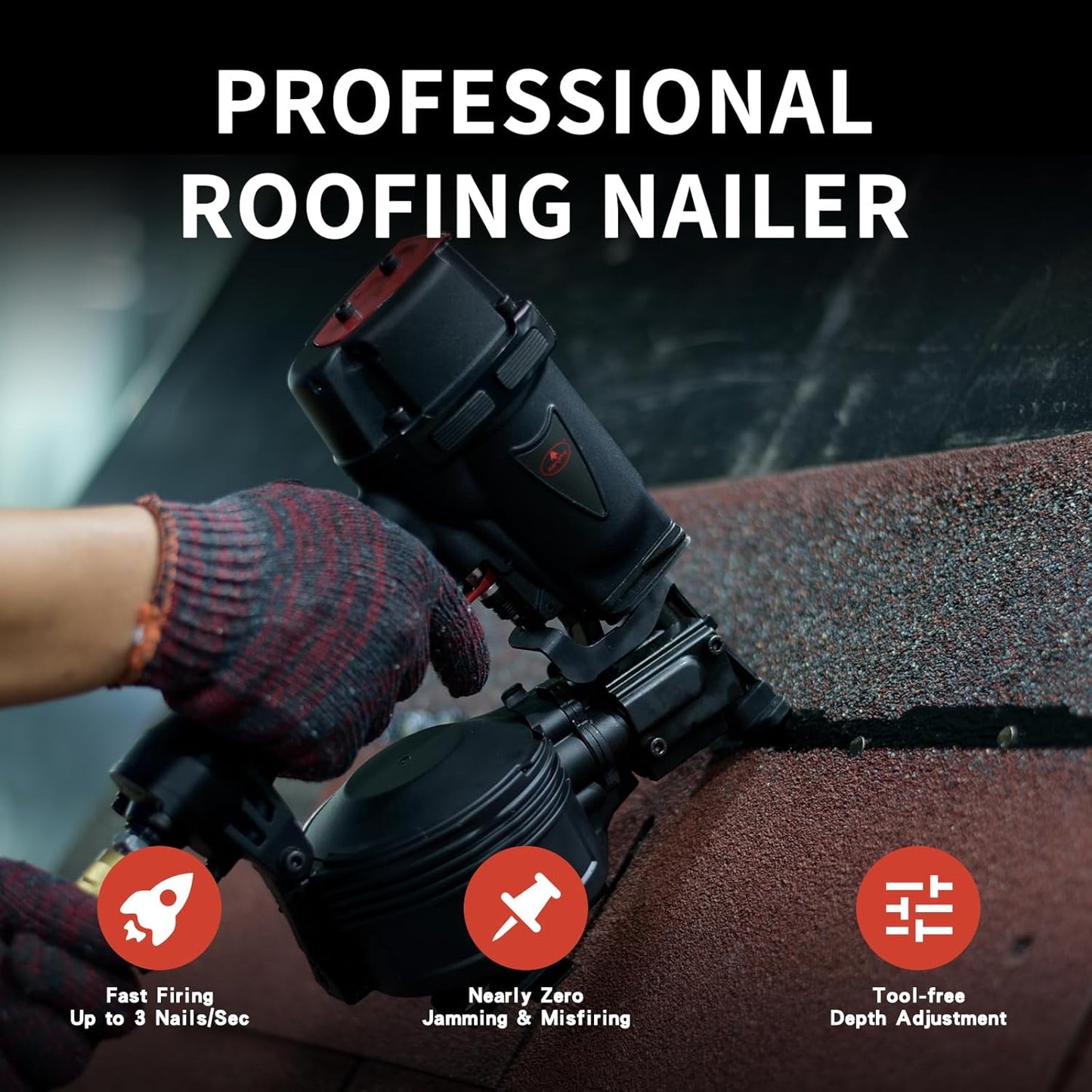AEROPRO TOOLS Roofing Nailer 15 Degree Coil Roofing Nails 3/4-Inch up to 1-3/4-Inch CN45RC