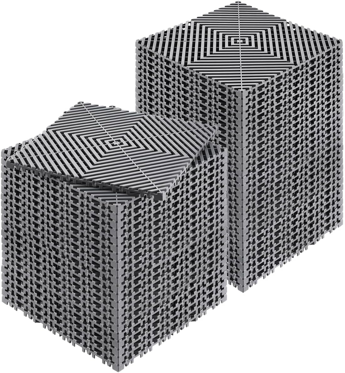 VEVOR Interlocking Drainage Mat, 12” x 12” Modular Interlocking Cushion, 50 Pcs Splicing Drainage Mats, Non-Slip Black PP Drainage Floor Tile and Shower Mat, for Garage, Garden, Kitchen & Outdoor