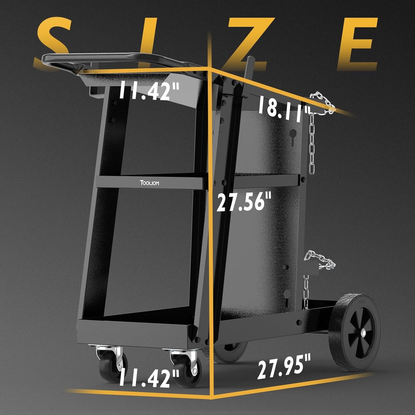 TOOLIOM 3-Tier Tilt-Table Welding Cart for Tig Mig Welder and Plasma Cutter with 360° Swivel Wheels