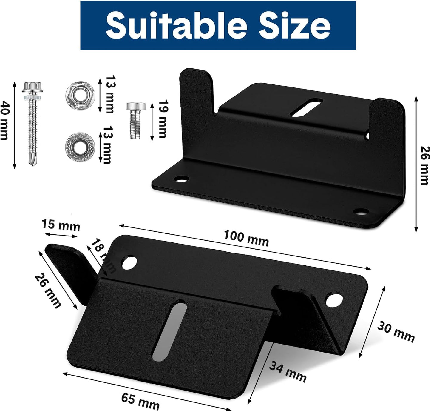 Tatuo 40 Sets Solar Panel Mounting Brackets Z Bracket Aluminum Alloy Solar Panel Mounting Brackets Kit with Nuts and Bolts for Boat, Wall and Other Off Gird Roof Installation, Black