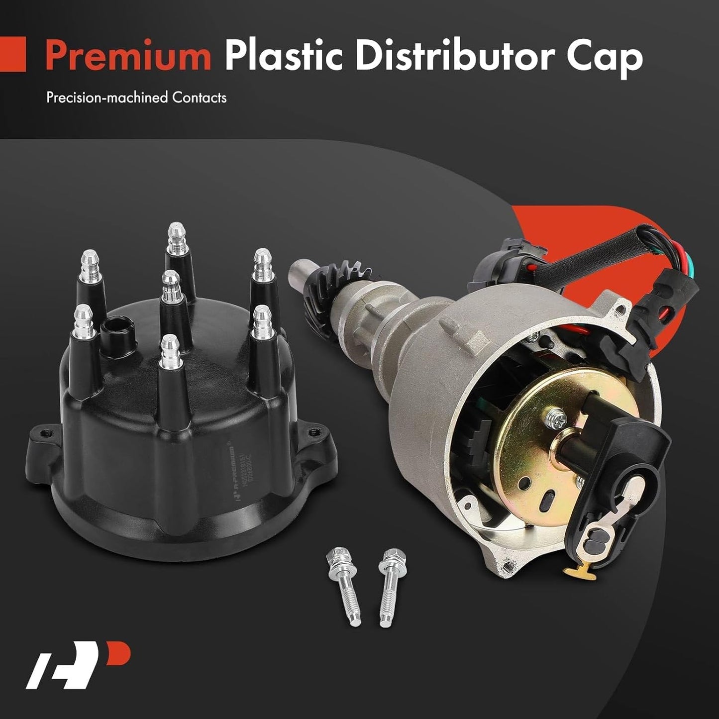 A-Premium Ignition Distributor with Cap and Rotor Compatible with Ford F-150 F-250 F-350, E-150 E-250 E-350 Econoline, E-150 E-350 Econoline Club Wagon 1992-1996, 4.9L