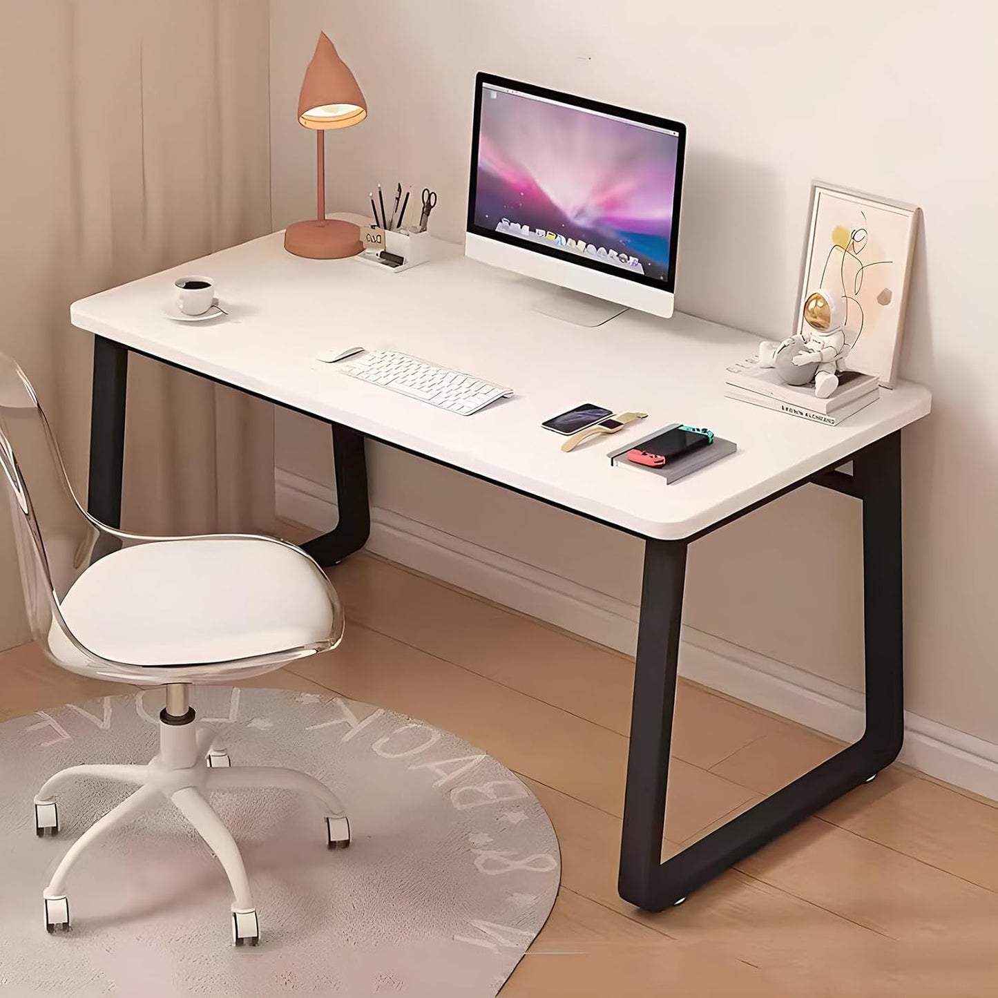 Solid Wood Computer Desk,Modern Simple Computer Desk,Study Writing Desk,Home Office Desk with Metal Legs,Laptop Pc Table Workstation for Home Office(80x60x74cm(31x24x29inch), Grey B)