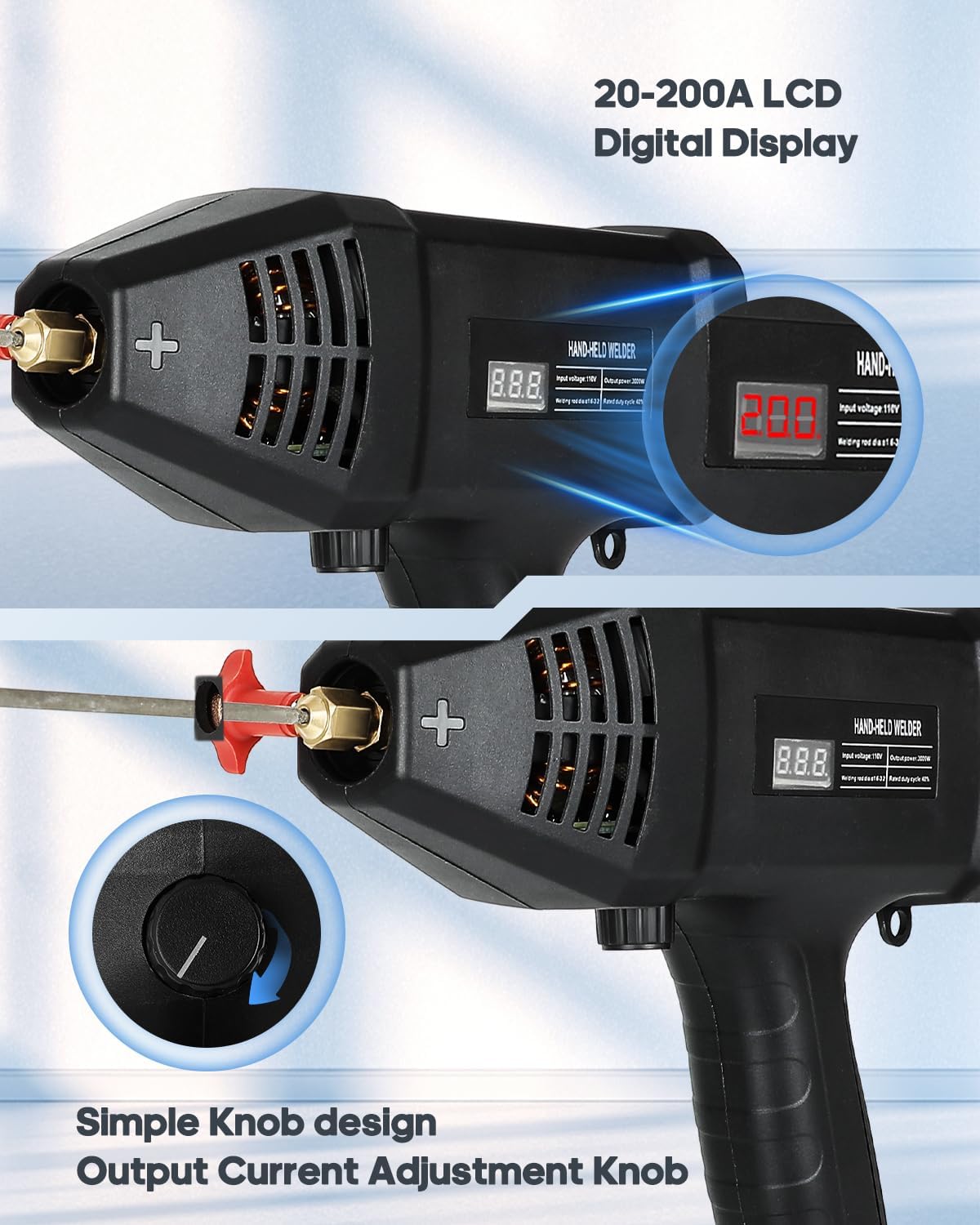 Welding Machine Handheld, Portable Electric Welding Machine, 110V Portable ARC Welding with IGBT Inverter 6 Variable Current Adjustment for 1/16"-1/8" Welding Rod