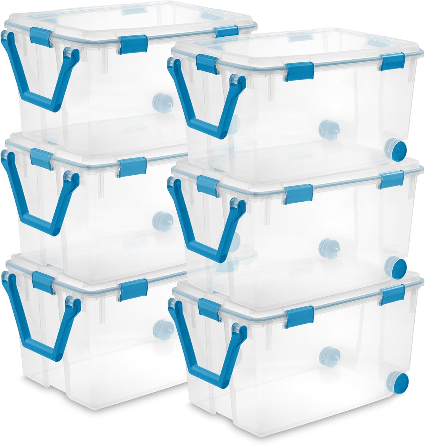 Sterilite 12-Pack Gasket Box, Weather-Resistant Storage Bins with Latching Lids, 54 Quart - Heavy-Duty Organizing Containers for Closet, Bathroom, and Office