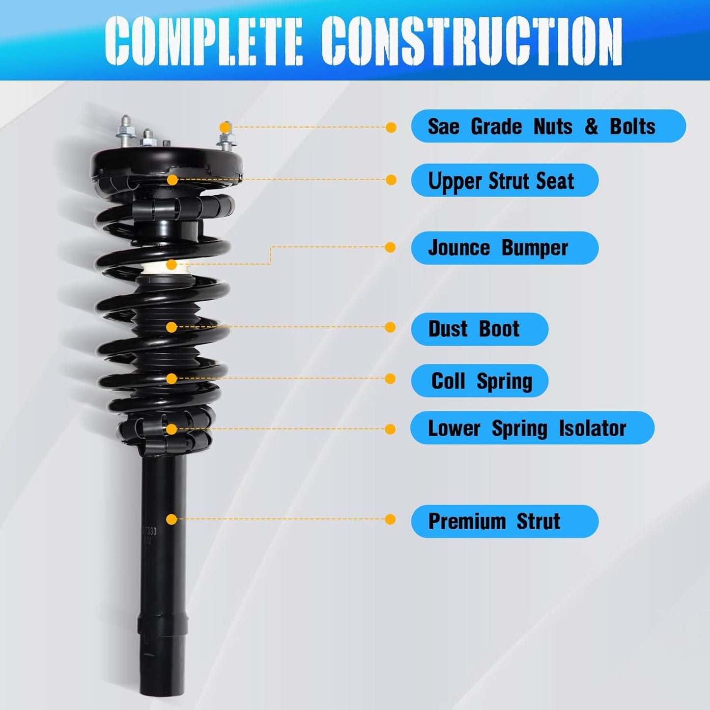 TRIBLE SIX Front Struts Assembly w/Coil Spring Shock Absorbers Replacement for Hyundai Azera Sonata 2006-2011 Suspension Kit 172281(Set of 2)