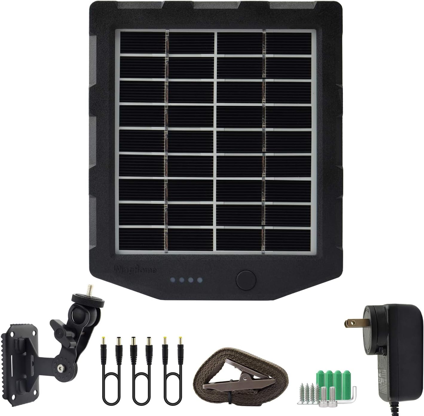 Trail Camera Solar Panel, WingHome Solar Battery Charger Kit 12V/1A 6V/1.5A with Build-in 2000mAH Rechargeable Lithium Battery IP66 Waterproof Hunting Accessory