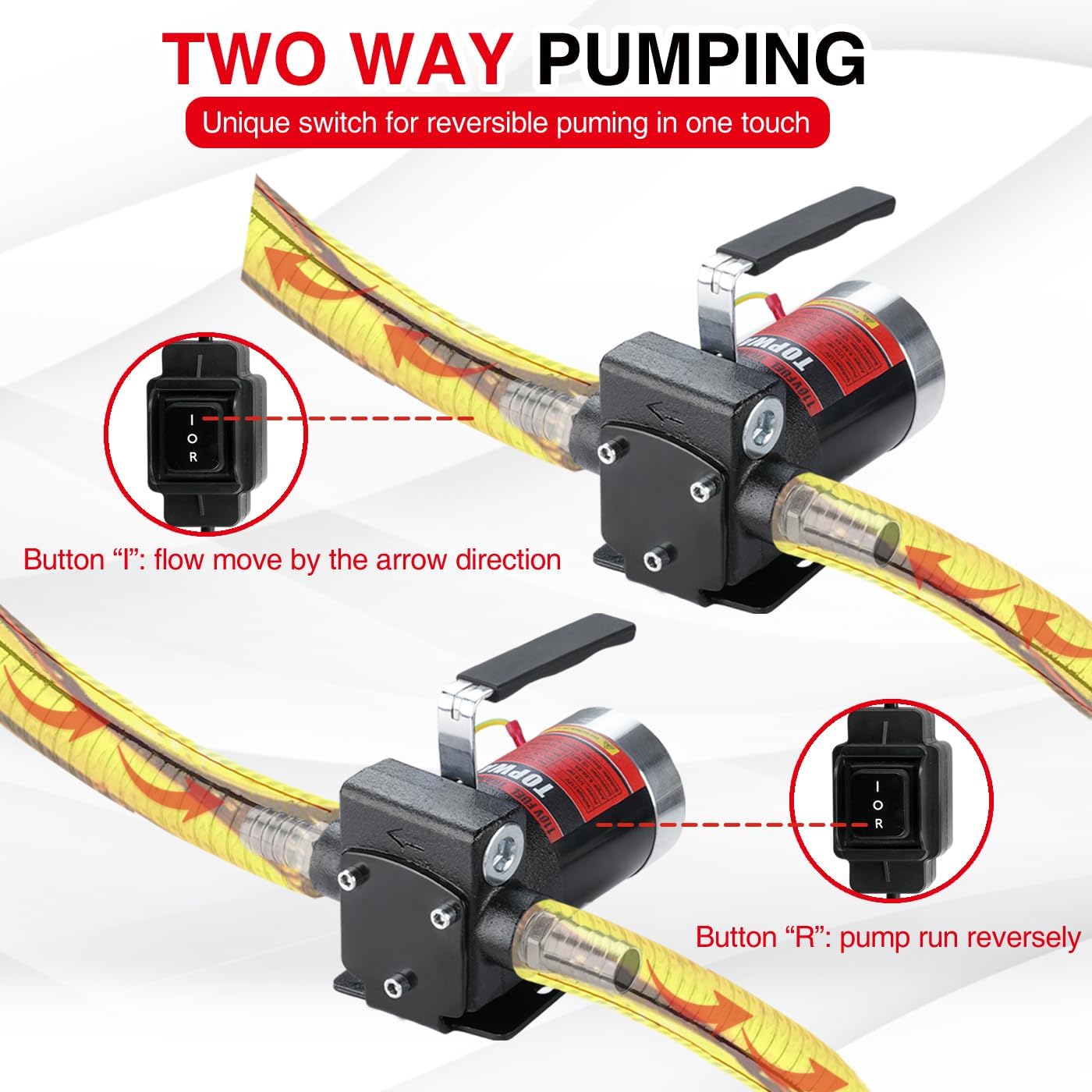 TOPWAY 110V AC Gasoline Fuel Pump 3.7GPM Self-priming Oil Transfer Pump With Handle, Reversible Pumping, Overheat Protection, Explosion-Proof, for Gasoline Fuel Diesel Kerosene Removal
