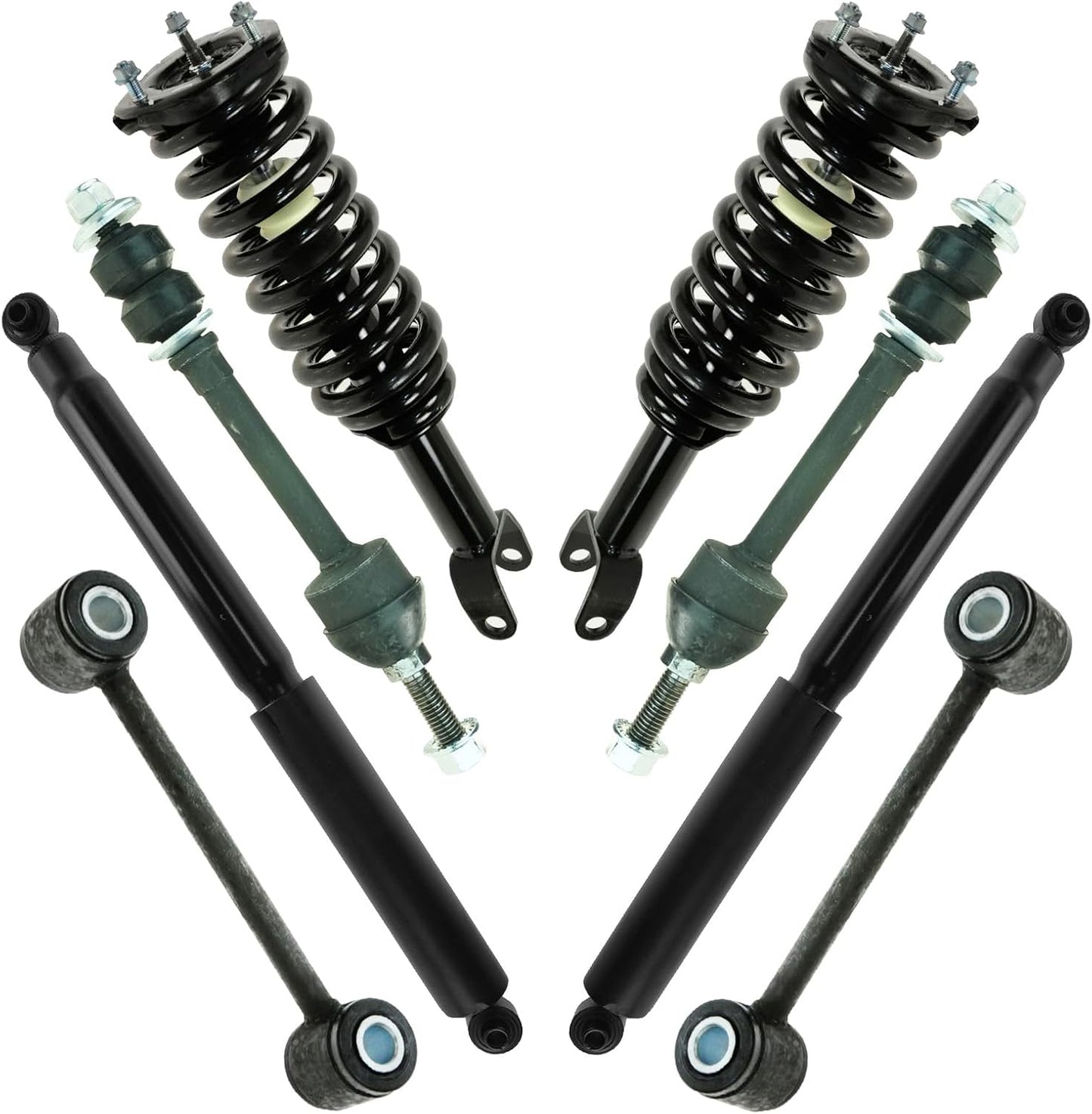 TRQ Front and Rear Suspension Kit Complete Strut & Coil Spring Assembly Shock Absorber Sway Bar Stabilizer Link Compatible with 06-13 BMW
