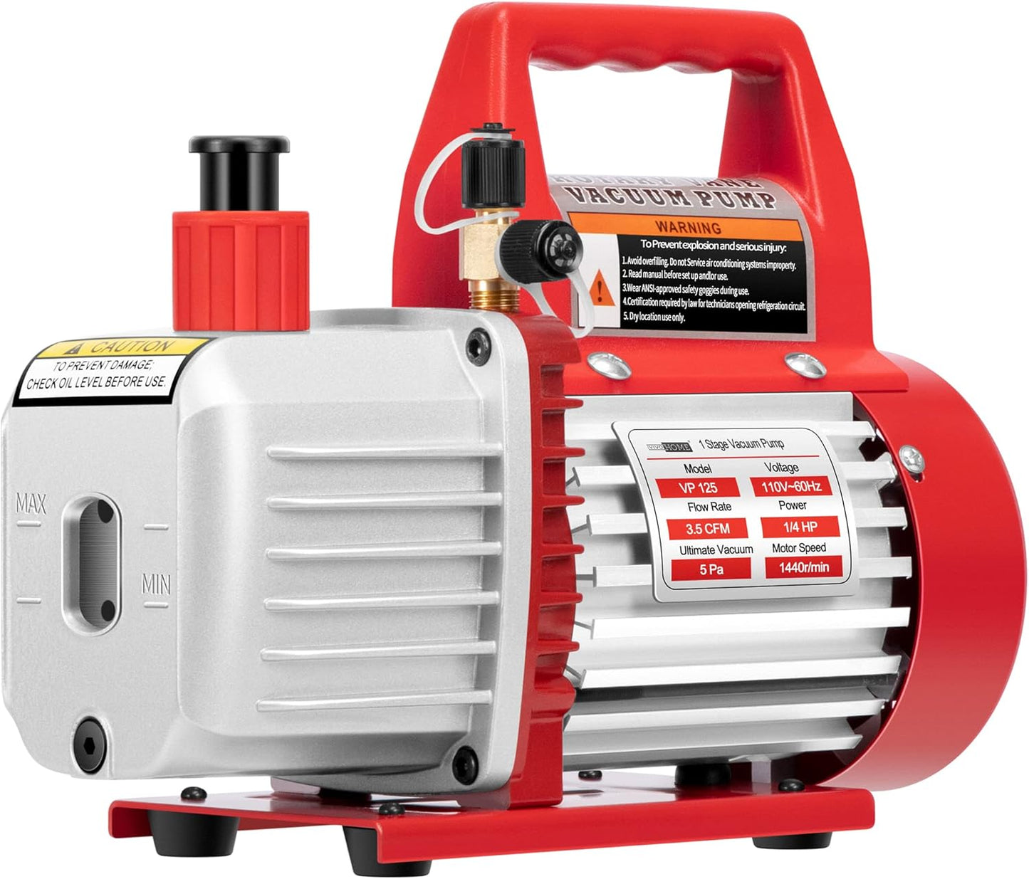VIVOHOME 110V 1/4 HP 3.5 CFM Single Stage Rotary Vane Air Vacuum Pump with Oil Bottle