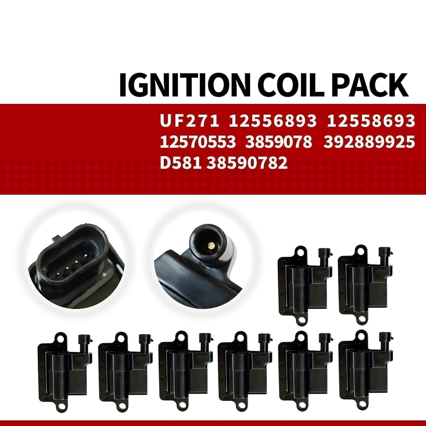 8 Pack UF271 Ignition Coils Double Iridium Spark Plugs & Wires Compatible with Silverado/Sierra 1500 2500 3500 Compatible with Yukon XL 1500 2500 1999-2007 4.8L 5.3L 6.0L 19299585 19299585