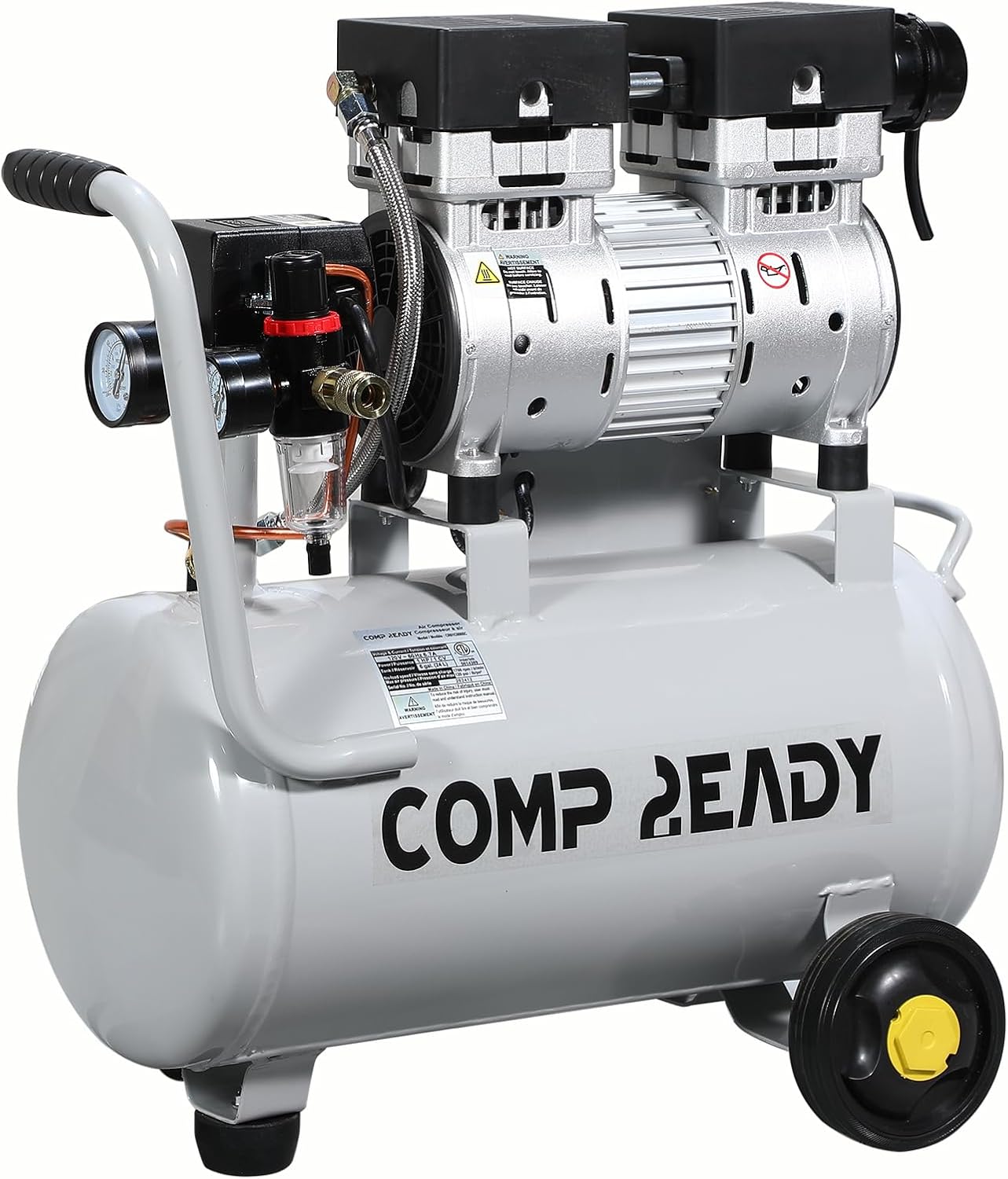 6 Gallon Portable Air Compressor 1HP 2.5 CFM@90PSI 60dB Ultra Quiet Oil Free Air Compressor Ideal for Tire Inflation Pneumatic Tool Spray Painting