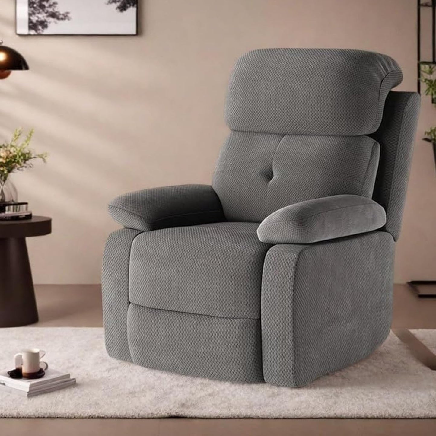 Swivel Rocker Recliner with 360 Degree Swivel, Small Recliners with 30 Degree, 90-150 Degree Angle, Faux Leather Lift Chair for Home Theater Seating, Adults, Living Room, Bedroom, Black