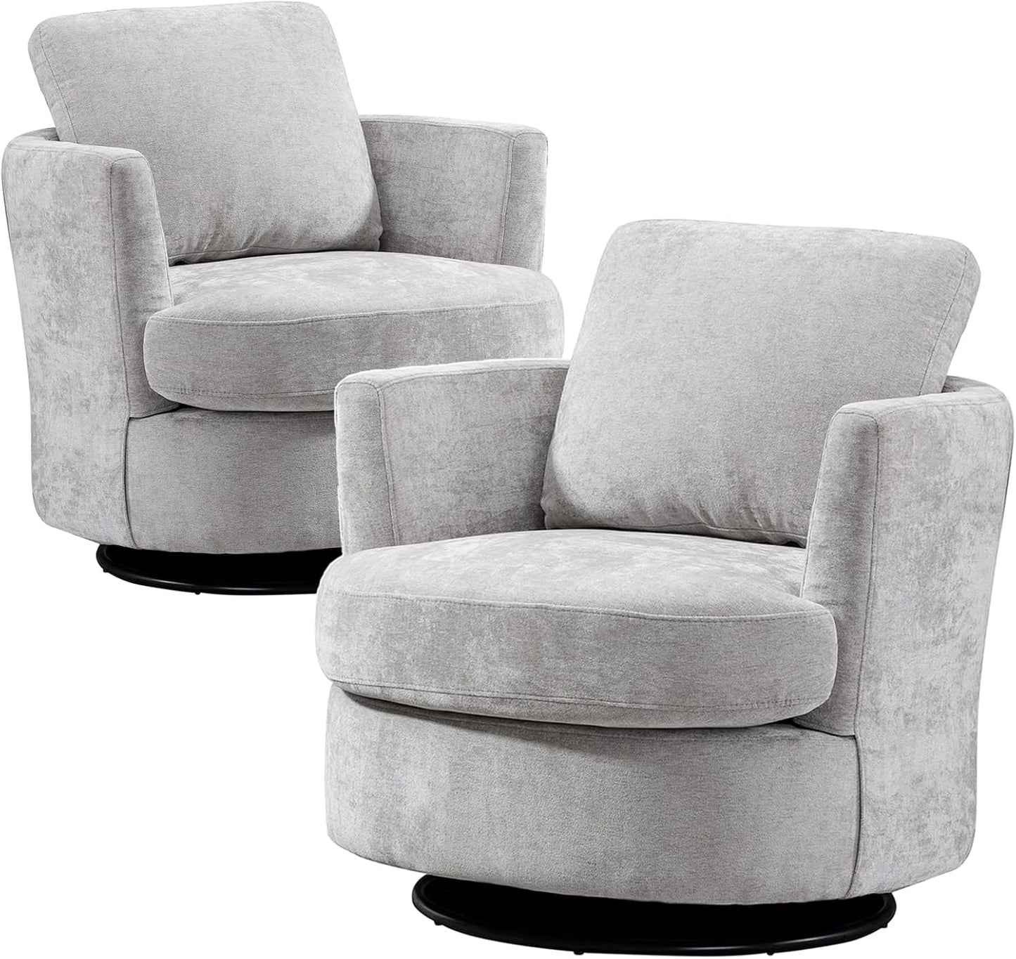 Swivel Accent Chair Set of 2,Teddy Sherpa Round Swivel Barrel Chairs for Living Room Upholstered Modern 360 Degree Swivel Club Chair Comfy Armchair for Nursery Bedroom Office(Dark Blue)