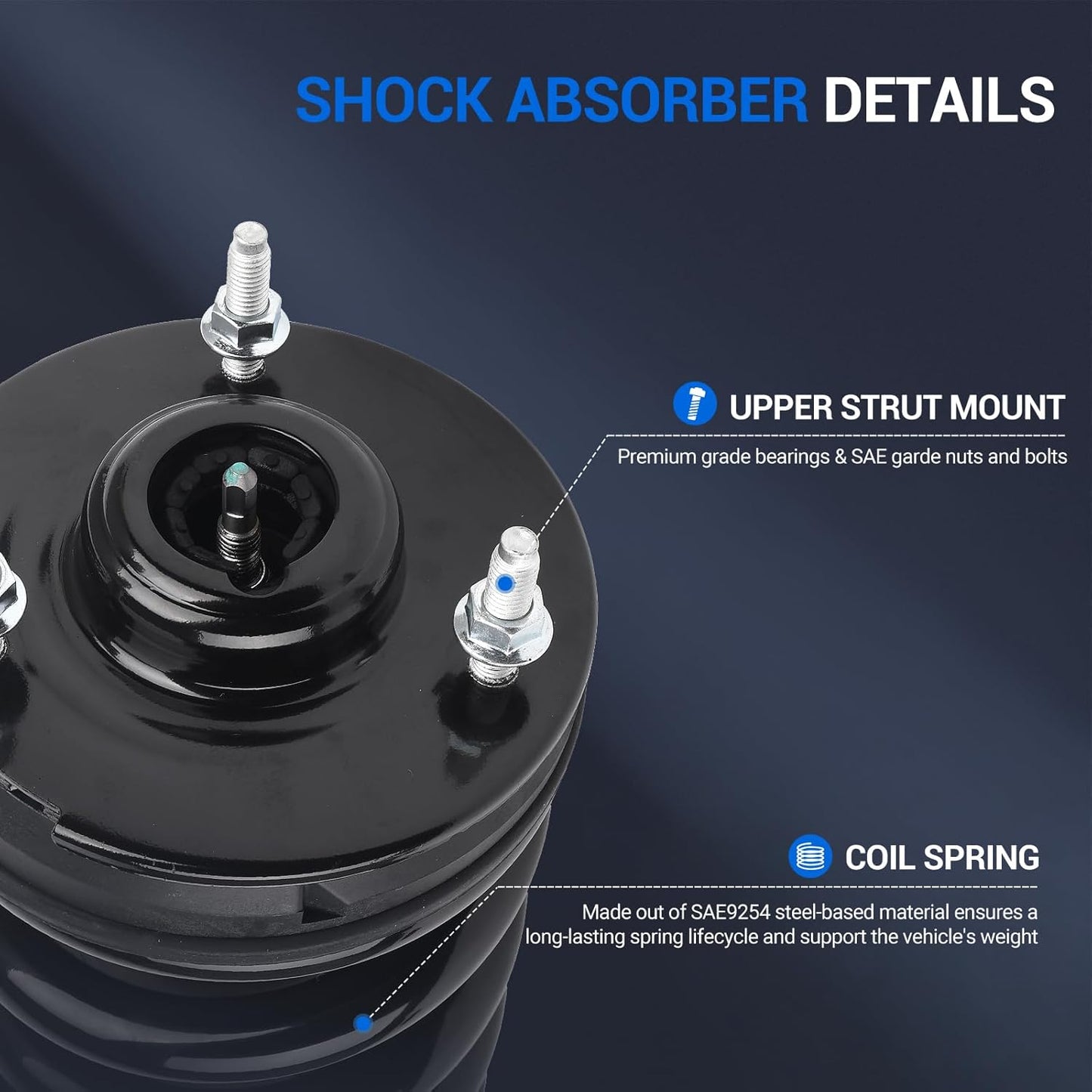 Autoround pair 139105 Front Complete Shock Absorber Compatible with Chevy Silverado 1500/ GMC Sierra 1500 2007 2008 2009 2010 2011 2012 2013, Left & Right Struts with Coil Spring Assembly