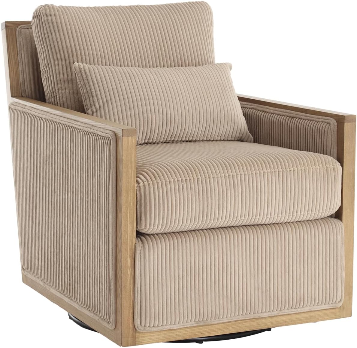 SZLIZCCC 360 Degree Swivel Barrel Chair, Round Accent Chair, Living Room Swivel Accent Sofa Chair, Club Lounge Armchair for Living Room Bedroom Office (Beige Corduroy)