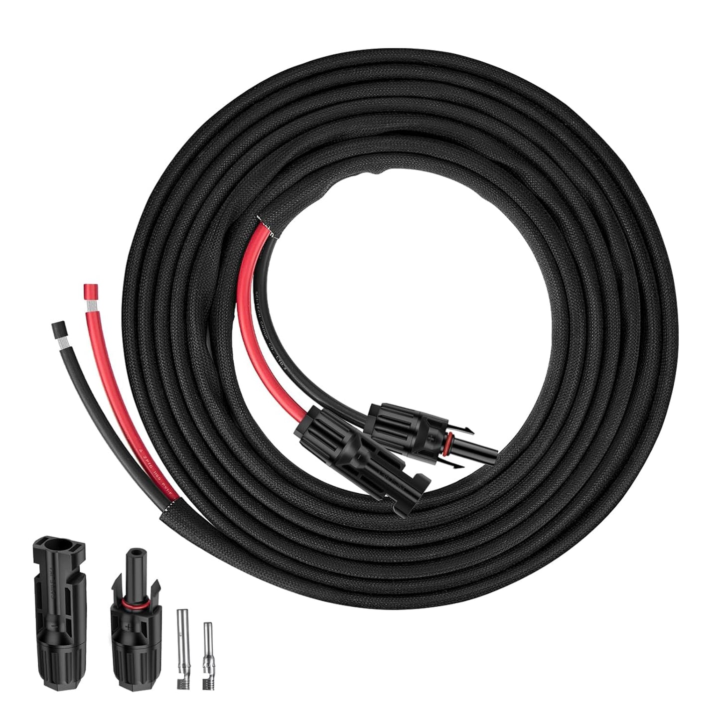 50FT 10AWG Solar Panel Extension Cable with Female and Male Connectors, Solar Cable for Solar Panels, Charge Controllers and Solar Generator (10AWG, 50FT)