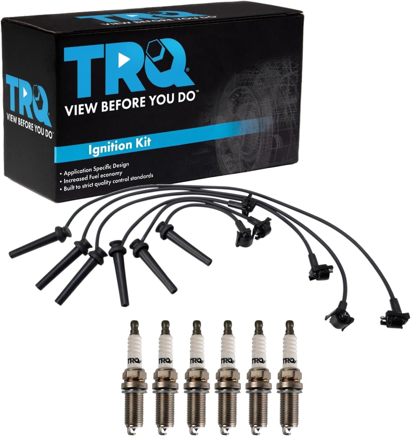 TRQ Ignition Kit Spark Plugs Wire Set Compatible with 2011-2019 Ford Fiesta