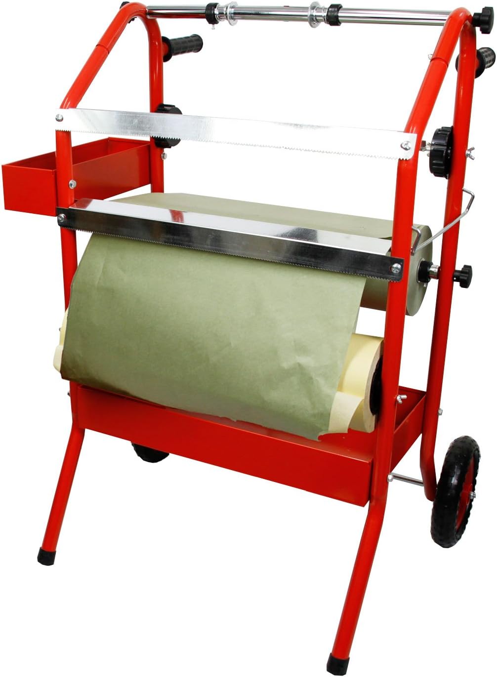 TCP Global 18" Mobile Multi-Roll Masking Machine for Auto Body, Painting, Masking Paper Dispenser with 2 Paper Bars, 4 Tape Rollers, Storage Trays & Cutting Blade