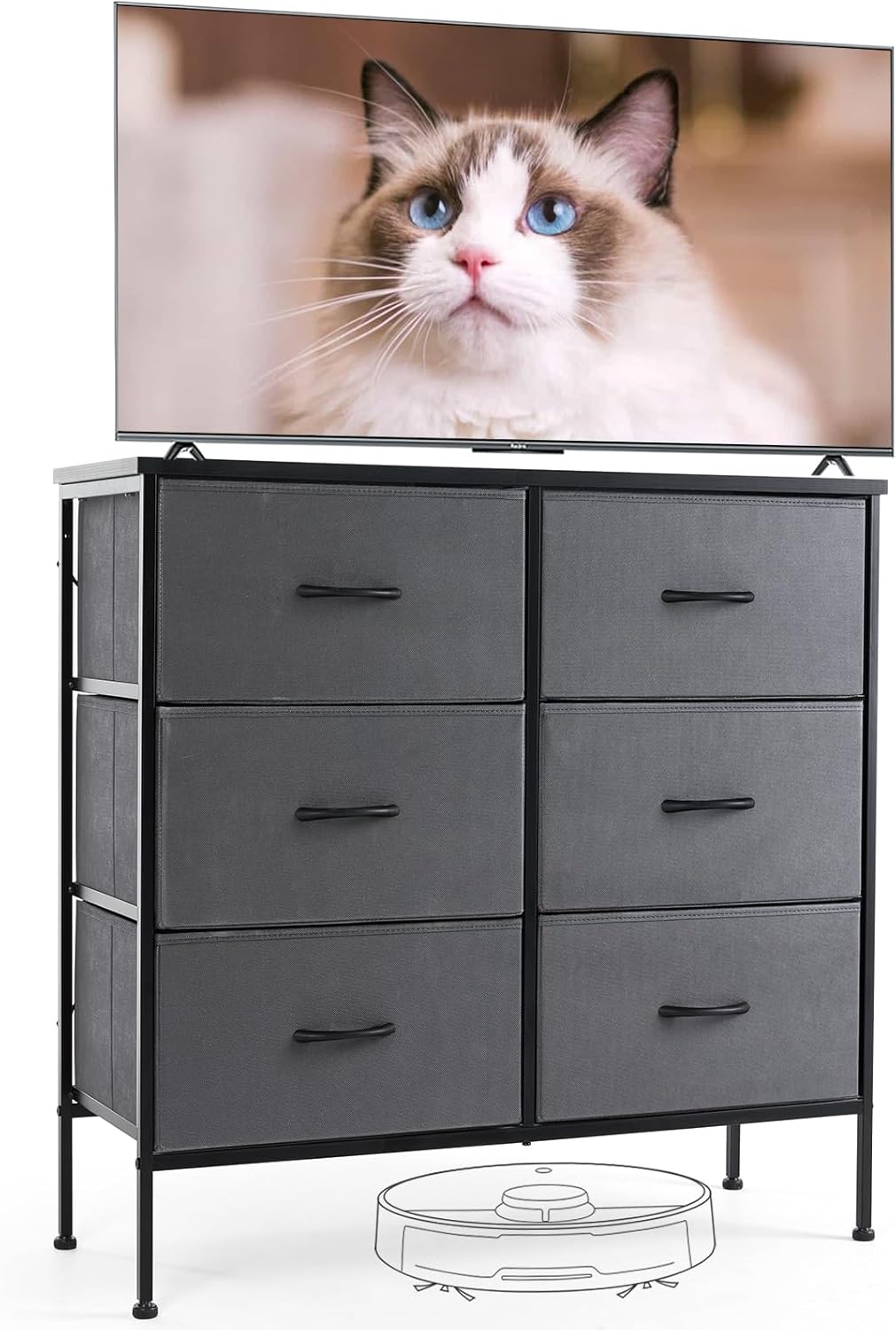 Sweetcrispy Dresser, Dresser for Bedroom Drawer Organizer Storage Drawers, Fabric Storage Tower with 8 Drawers, Chest of Drawers with Steel Frame, Wood Top for Nursery, Living Room, Closet