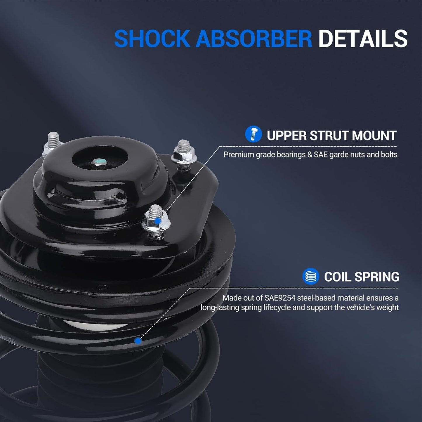 Autoround pair 171592 Front Complete Shock Absorber Compatible with Chrysler PT Cruiser 2001-2010, Left & Right Struts with Coil Spring Assembly