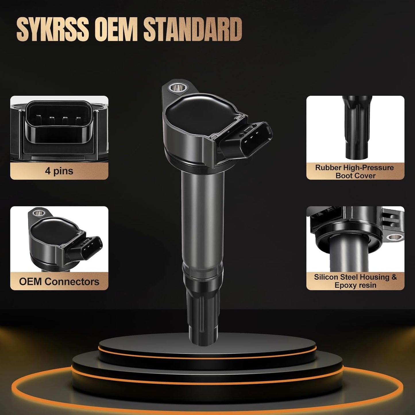 Set of 6 UF487 Ignition Coil Pack Compatible with Toyota Avalon Highlander Camry Sienna Rav4 Venza 4Runner ES350 IS350 RX350 RX450h GS350 ES300h 2.5L L4 3.5L V6 Replaces C1601 90919-A2007