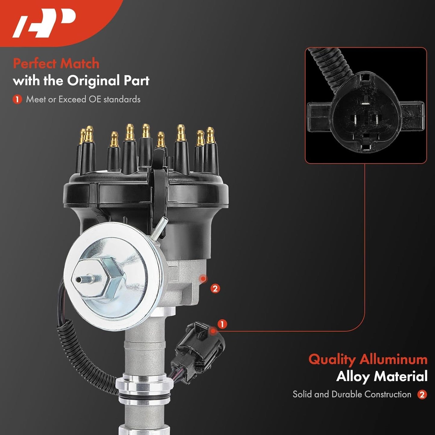 A-Premium Ignition Distributor Compatible with Ford F-150, F-100, F-250, F-350, E-100/E-250/E-350 Econoline, LTD, Custom, Country Sedan & Lincoln Continental, Mark IV & Mercury Cougar, Grand Marquis