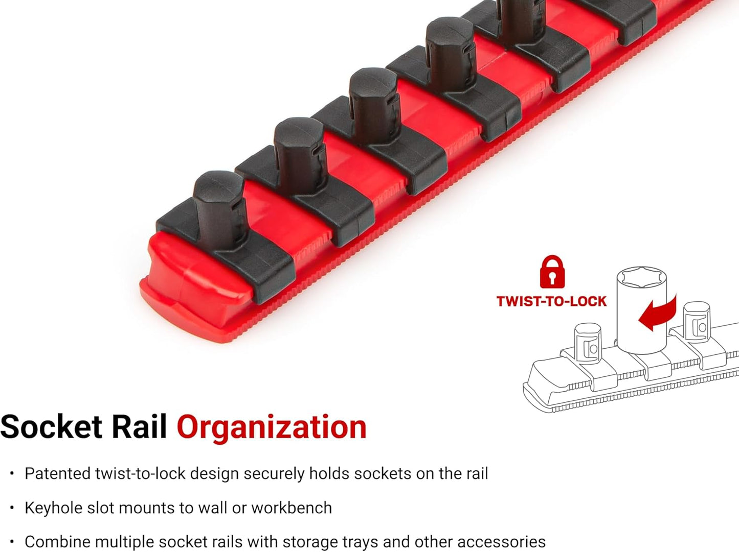 TEKTON 3/8 Inch Drive 6-Point Socket Set with Rails and Tray, 38-Piece (6-24 mm) | SHD91211
