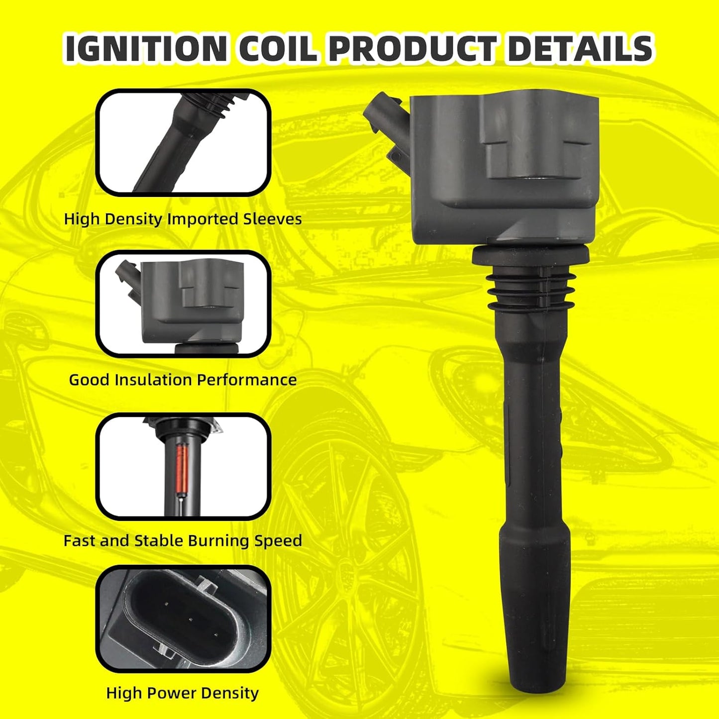 Set of 6 Ignition Coils Pack UF750 12138643360 & 6 PCS Iridium Spark Plugs Compatible with BMW 340i GT 540i X3 740i 640i xDrive M240i X4 Mini Cooper Clubman - 1.5L 3.0L L3 L6
