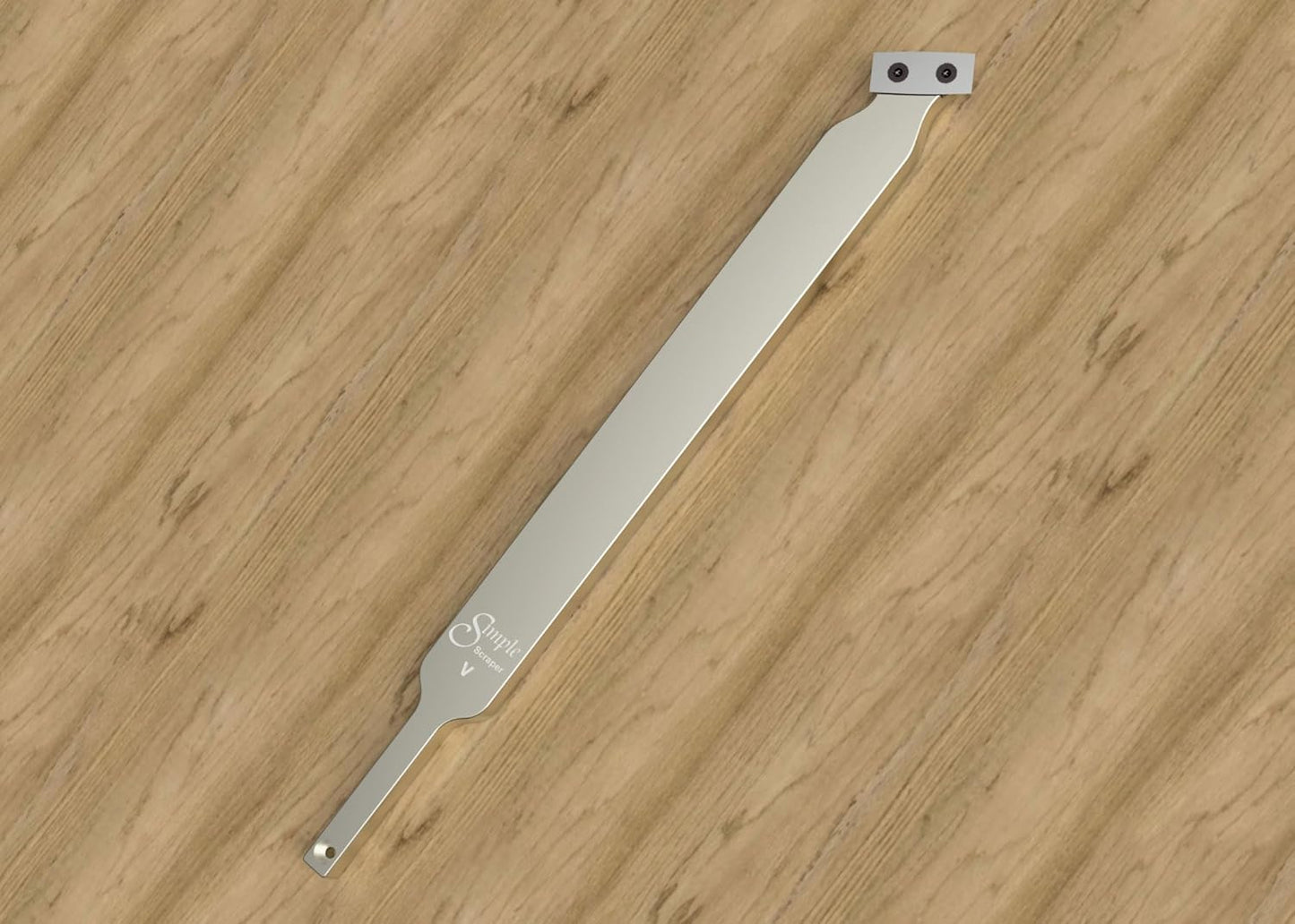 Simple Scraper V 12" long angled carbide tool for steep or straight inside walls and bottom finishing, USA Made (with Handle, Oval Cutter)