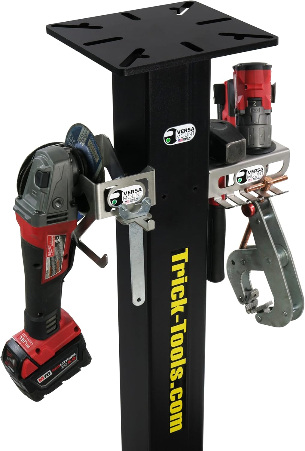Trick-Tools Versa-Mount Heavy-Duty Vise and Bench Grinder Stand with Accessory Hangers, Made in the USA
