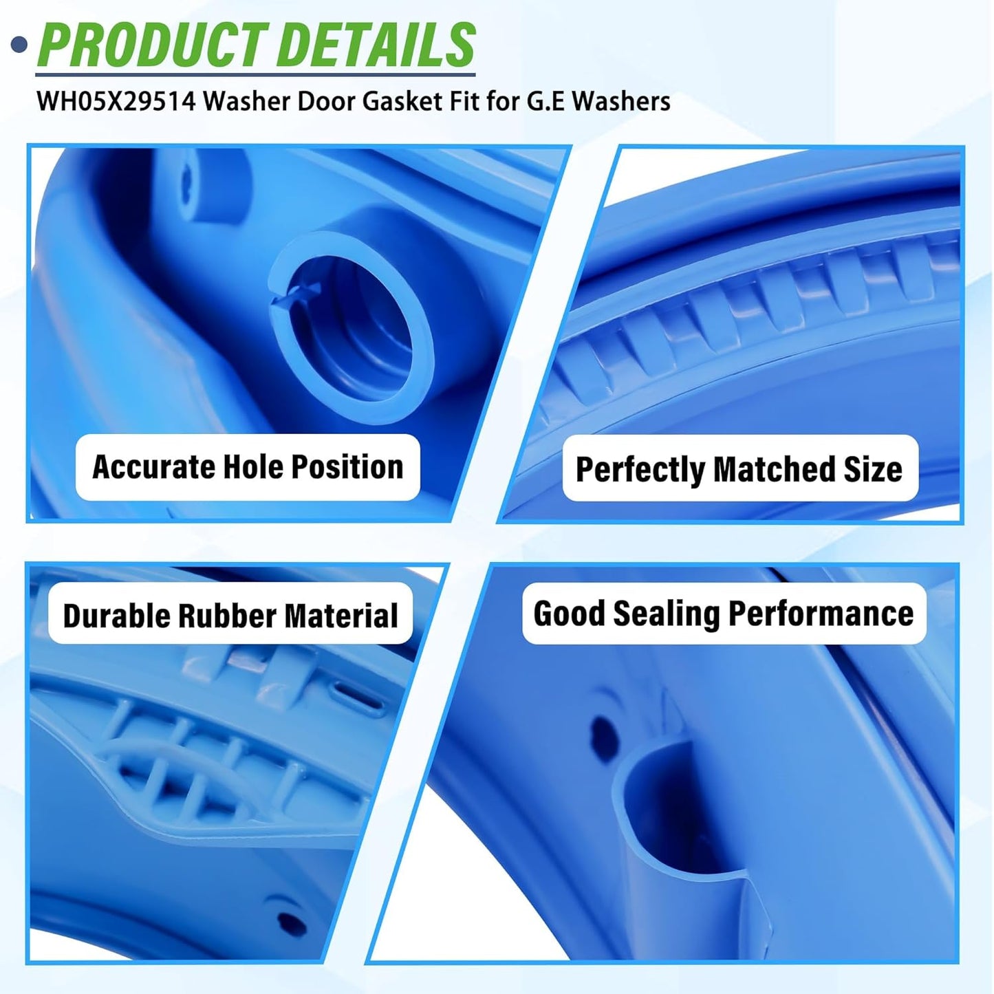 Washer Door Gasket Seal Fit for G.E Washers GFW650SSN0WW GFW650SPN2SN GFW850SPN0RS GFW650SPN0SN GFW650SPN1SN GFW650SPN3SN GFW650SPN4SN GFW650SSN1WW GFW650SSN2WW GFW650SSN3WW