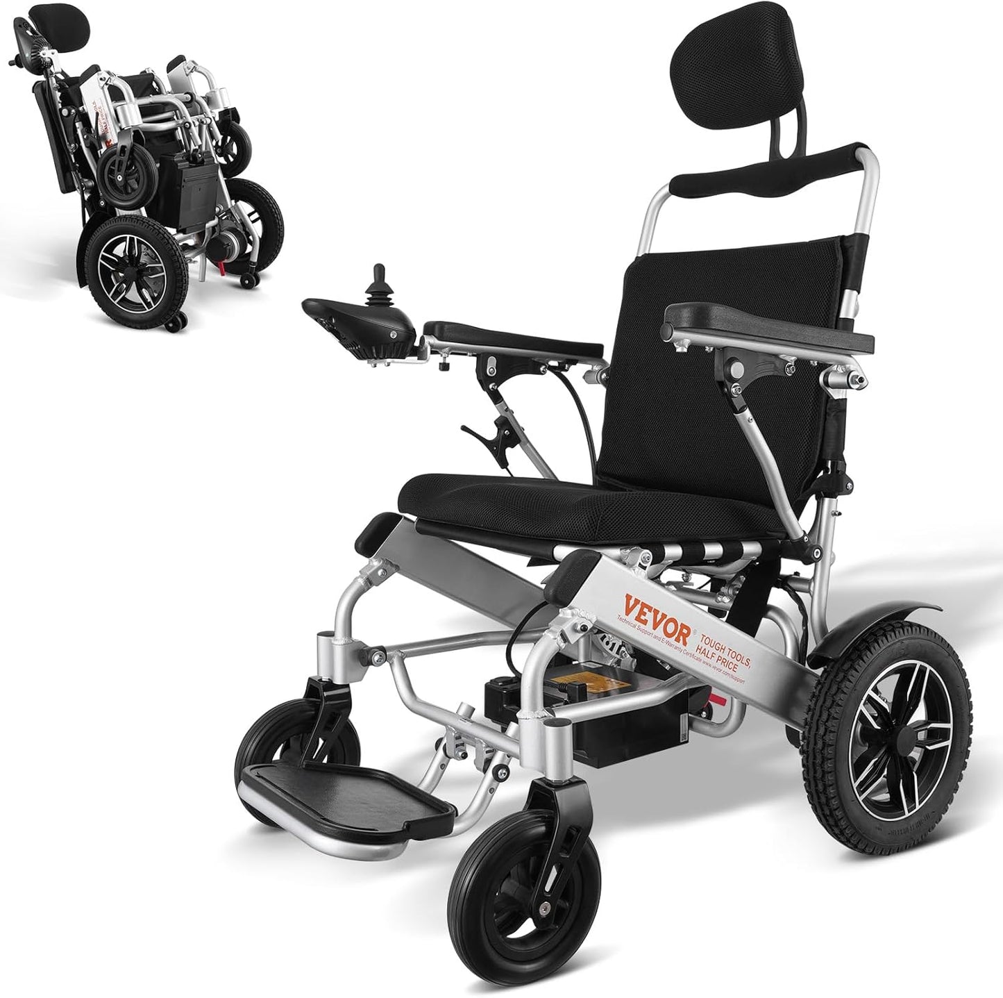 VEVOR Electric Wheelchair for Adults Seniors, 300 lbs Weight Capacity, 20 in Width Lightweight Foldable Motorized Power Wheelchairs, Long Range All Terrain Aluminum Alloy Chair