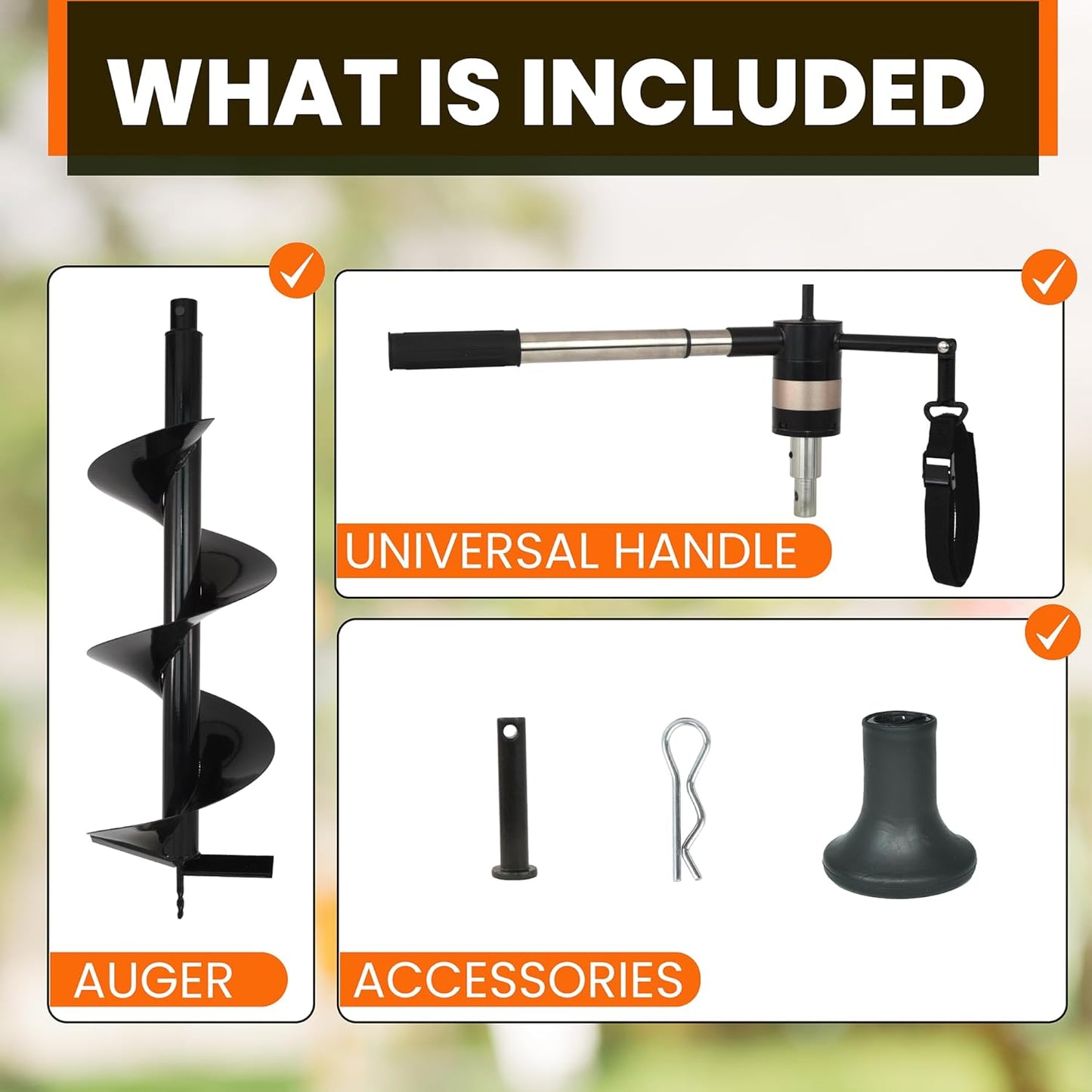 Auger Post Hole Digger 10" Wide 32" Deep - Earth Auger - Trench Digger - Hole Digger Tool for Fence Posts - Electric Post Hole Digger Handles