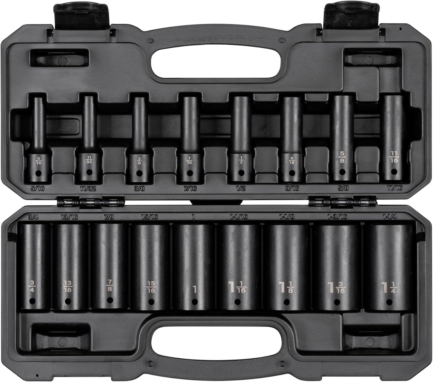TEKTON 1/2 Inch Drive Deep 12-Point Impact Socket Set with Case, 17-Piece (8-24 mm) | SID92339