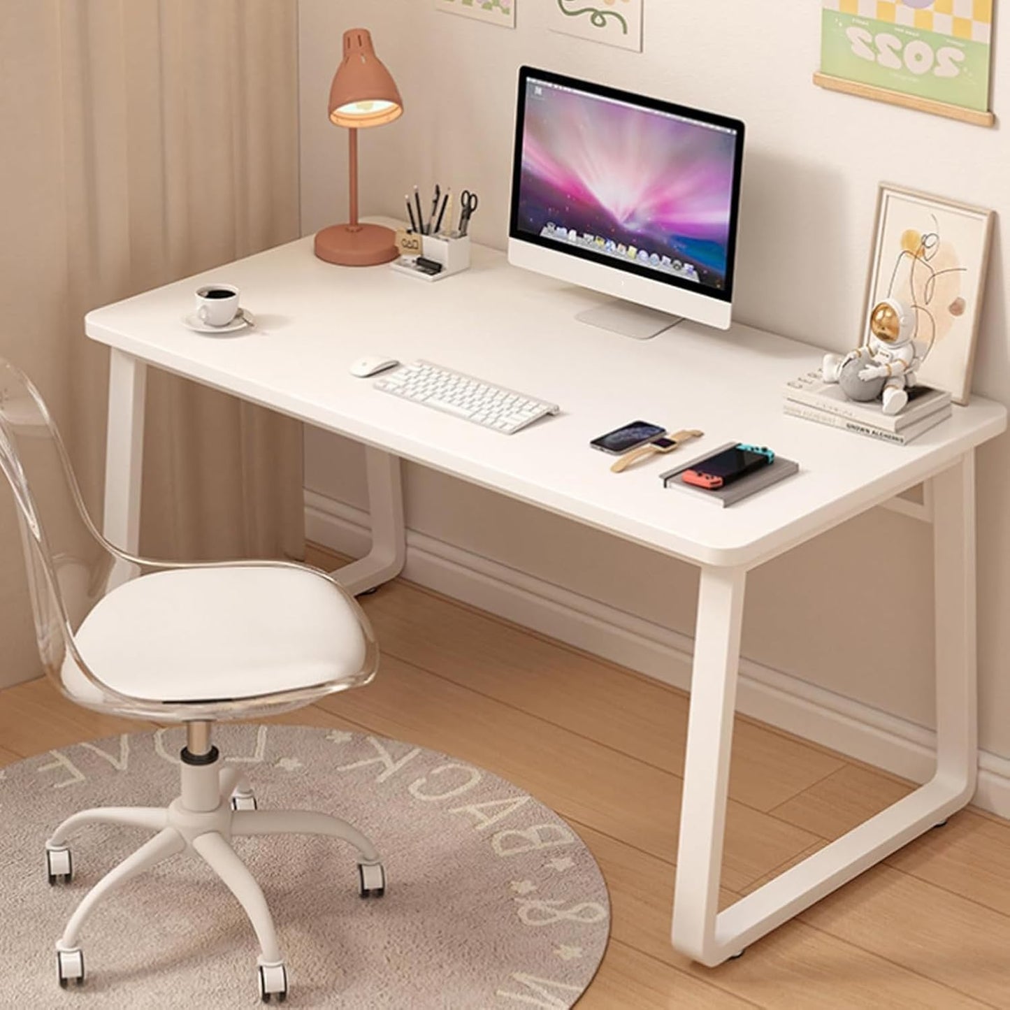 Solid Wood Computer Desk,Modern Simple Computer Desk,Study Writing Desk,Home Office Desk with Metal Legs,Laptop Pc Table Workstation for Home Office(80x60x74cm(31x24x29inch), Grey B)