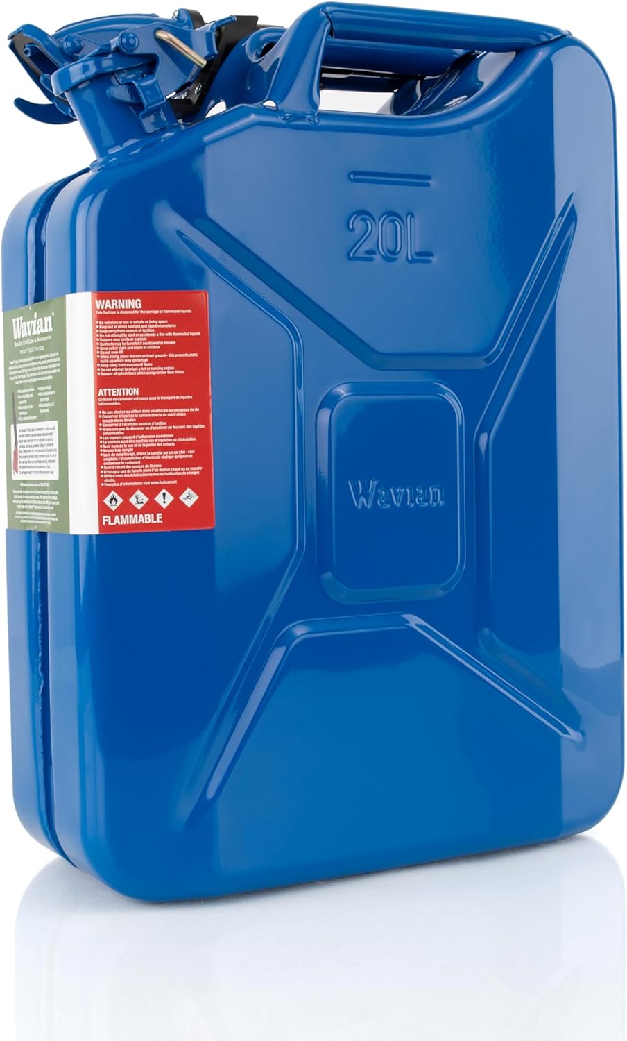 Wavian USA Authentic NATO Jerry Can and Spout System - Rust-Proof, EPA & CARB Compliant, Black, 20 Litre, Wavian 5 Gallon Gas Cans for Gasoline