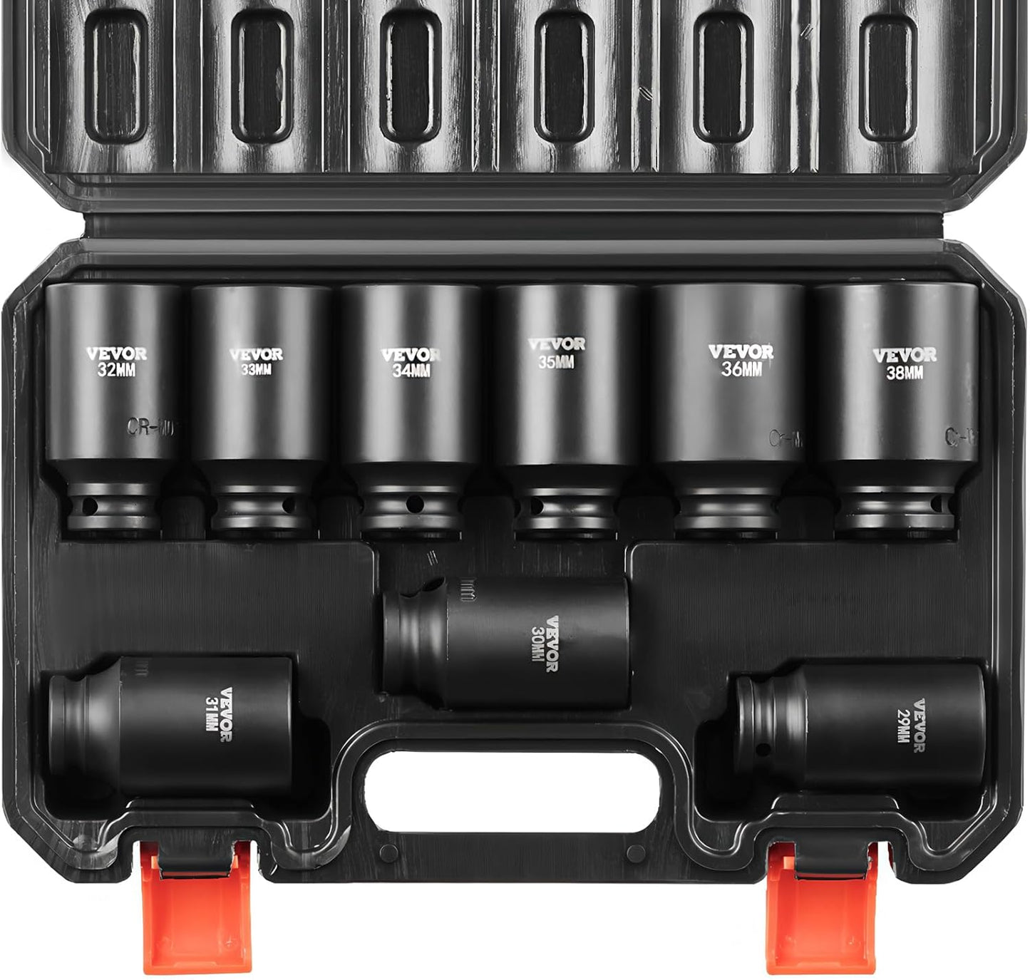 VEVOR Impact Socket Set 3/4 Inches 29 Piece Impact Sockets, 6-Point Sockets, Rugged Construction, CR-M0, 3/4 Inches Drive Socket Set Impact SAE 3/4 inch - 2-1/2 inch, with a Storage Cage