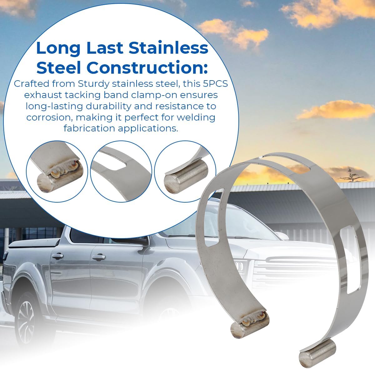 5PCS Exhaust Pipe Tacking Band For Tig Welding Fabrication 2" 2.5" 3" 3.5" 4"