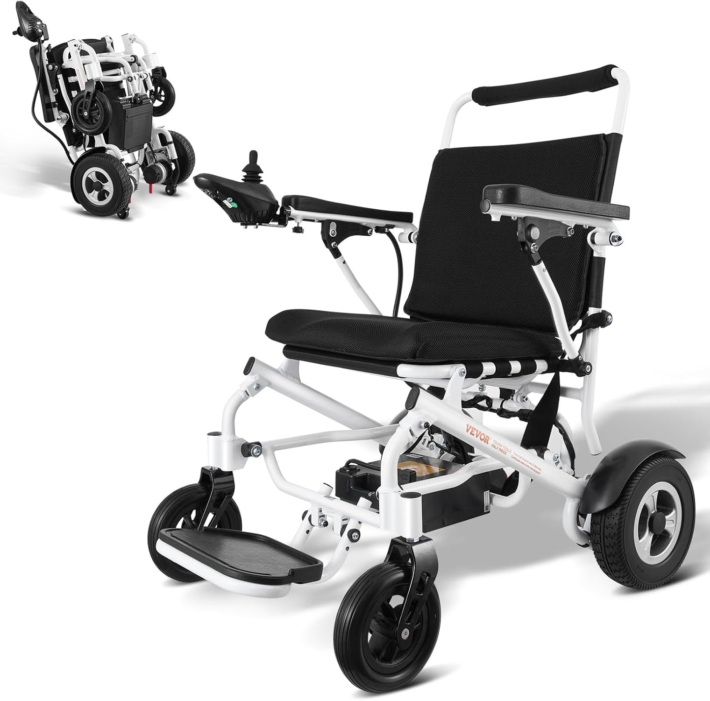 VEVOR Electric Wheelchair for Adults Seniors, 300 lbs Weight Capacity, 20 in Width Lightweight Foldable Motorized Power Wheelchairs, Long Range All Terrain Aluminum Alloy Chair