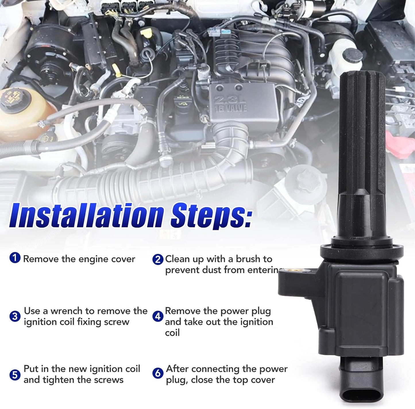 Set of 6 Ignition Coil Fits for 2006 2007 2008 2009 Chevy Trailblazer GMC Envoy Coil Pack 4.2 L6 Replaces UF497 C1558