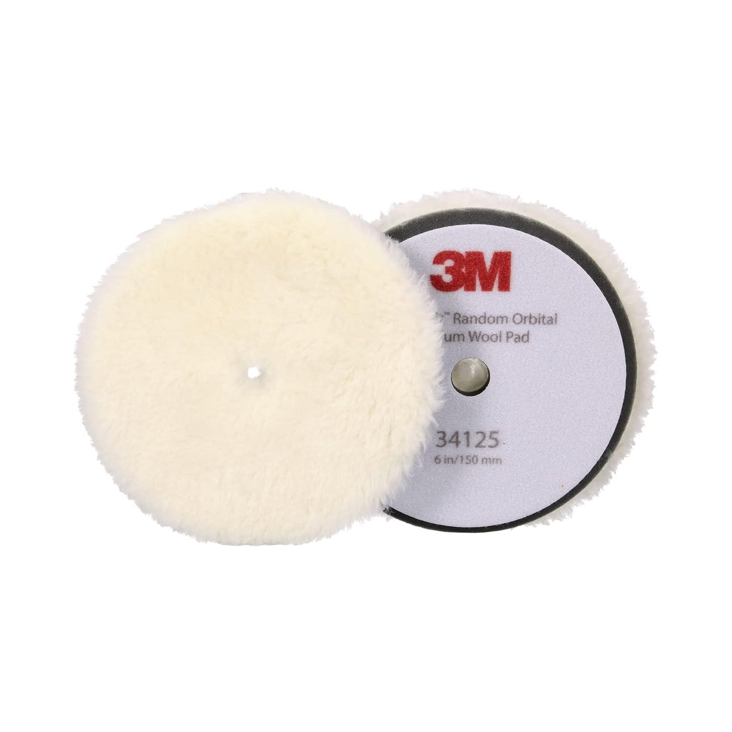 3M Perfect-It Random Orbital Coarse Wool Compounding Pad, 6"/150 mm, White, 34124, Orbital Pads for Automotive Compounding and Polishing