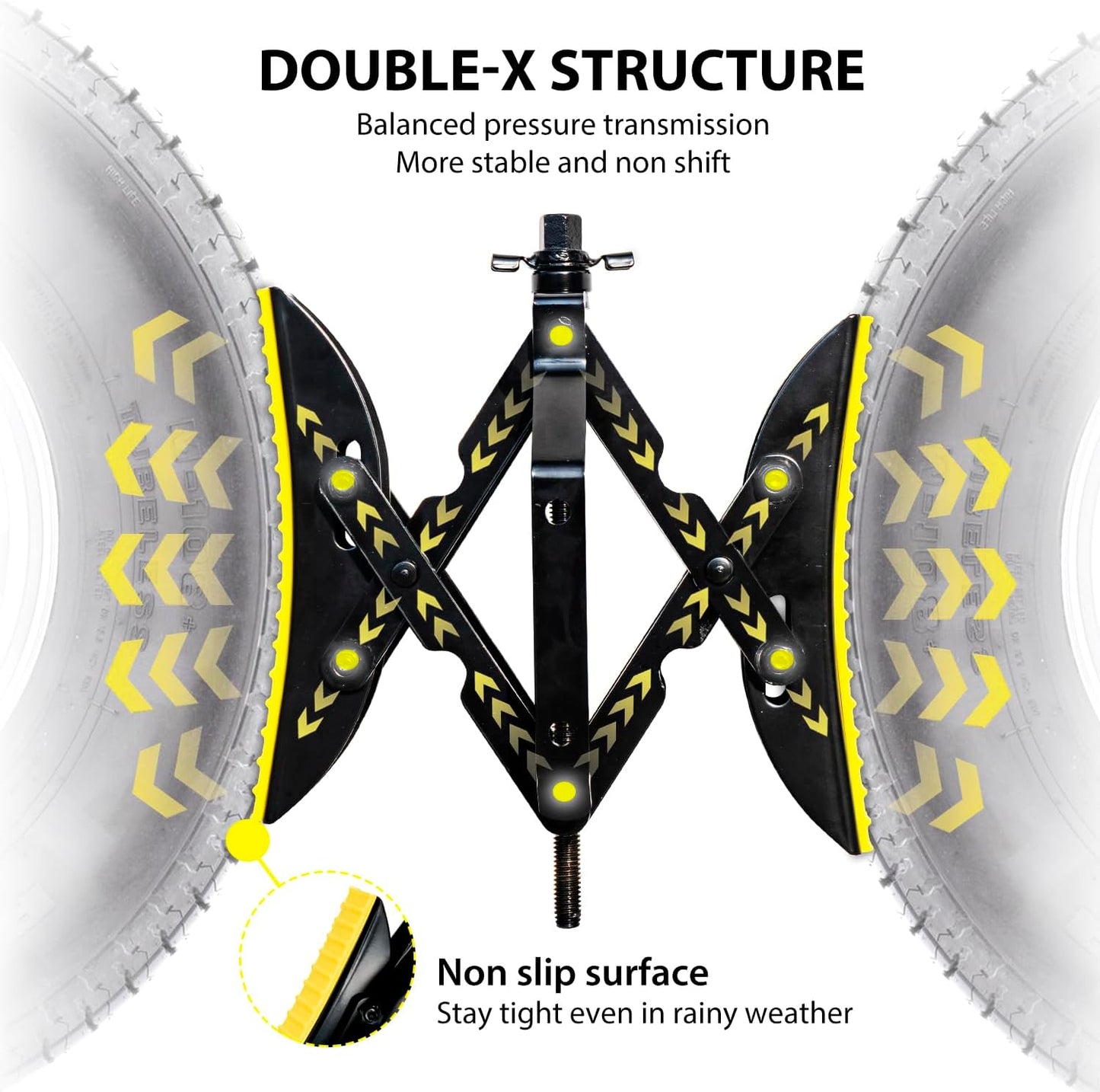 SKYFISH Steel Structure Upgrade Camper Wheel Double X Chock Tire Stabilizer, More Stable with RV Anti-Vibration Rubber mat Even on Rainy Days, it Doesn't Slip (X Chock)
