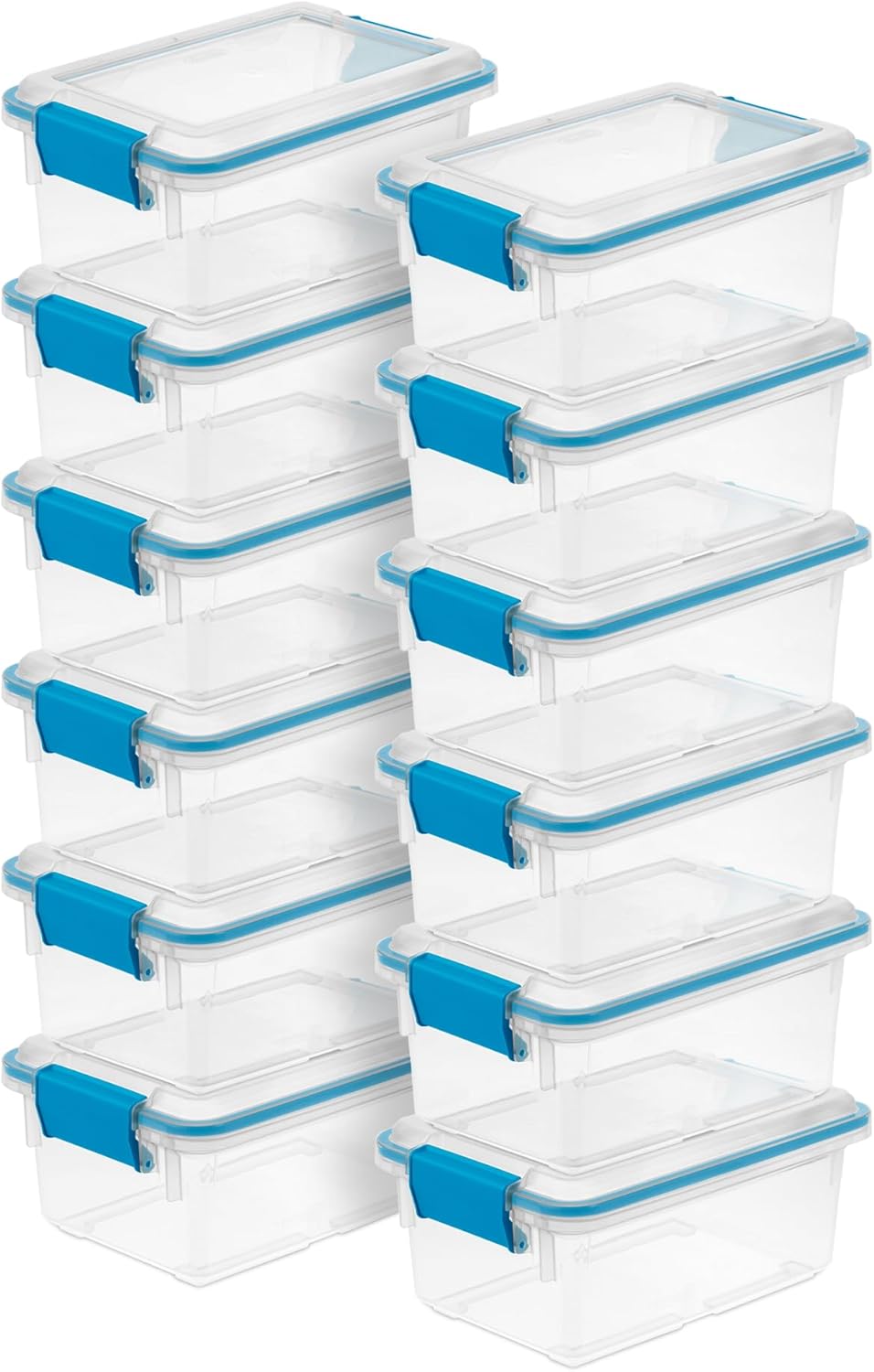 Sterilite 12-Pack Gasket Box, Weather-Resistant Storage Bins with Latching Lids, 54 Quart - Heavy-Duty Organizing Containers for Closet, Bathroom, and Office